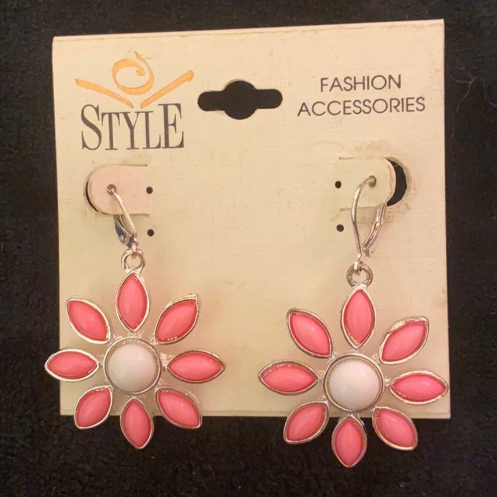 Pink flower earrings